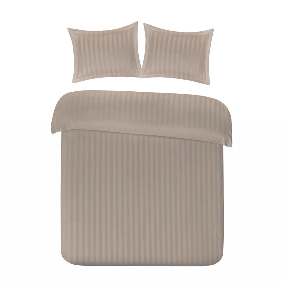 Papillon Dekbedovertrek Satijn Streep - 200x200/220 Cm - Taupe 1 Papillon Dekbedovertrek Satijn Streep - 200x200/220 Cm - Taupe
