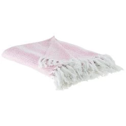 Beliani Plaid TANGIER - Roze Katoen