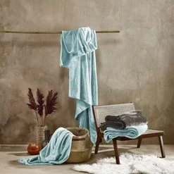 De Witte Lietaer Fleece Deken Mineral - 150 X 200 Cm - Blauw -Bedbekleding schommelt. 1204864644 0103