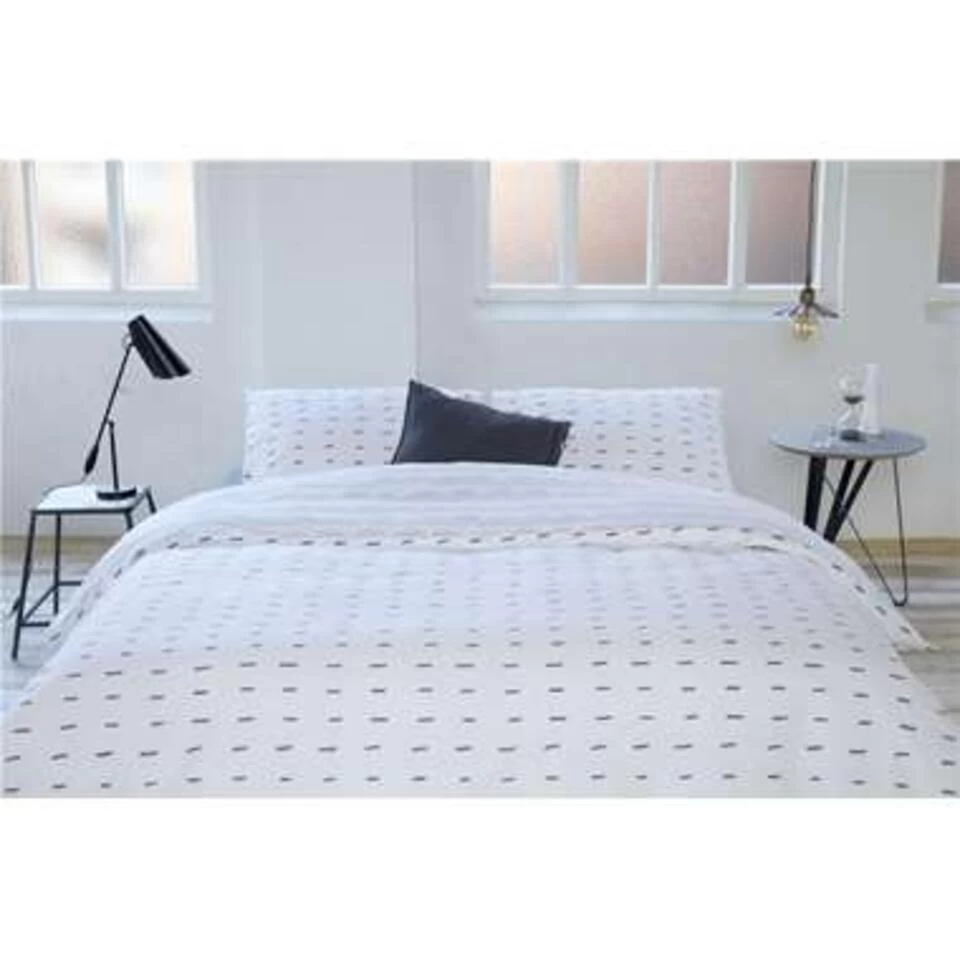Walra - Dekbedovertrek More Dashes - 140x220 Cm - Wit / Grijs 2 Walra - Dekbedovertrek More Dashes - 140x220 Cm - Wit / Grijs - Afbeelding 2