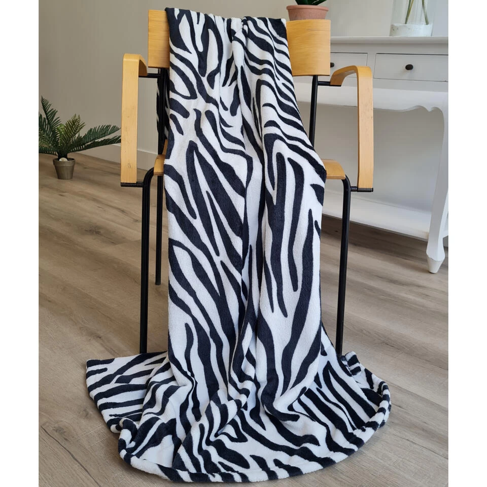 Bellatio Design Plaid - Fleece Deken - Zebra Dieren Print - 120 X 160 Cm 4 Bellatio Design Plaid - Fleece Deken - Zebra Dieren Print - 120 X 160 Cm - Afbeelding 4