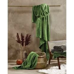 De Witte Lietaer Fleece 'deken Cosy - 150 X 200 Cm - Cactus -Bedbekleding schommelt. 1874265539 0102