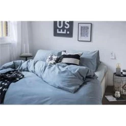 Dindi Home - Dekbedovertrek Plain Beauty - 200x220 Cm - Blauw -Bedbekleding schommelt. 1996120786 0102