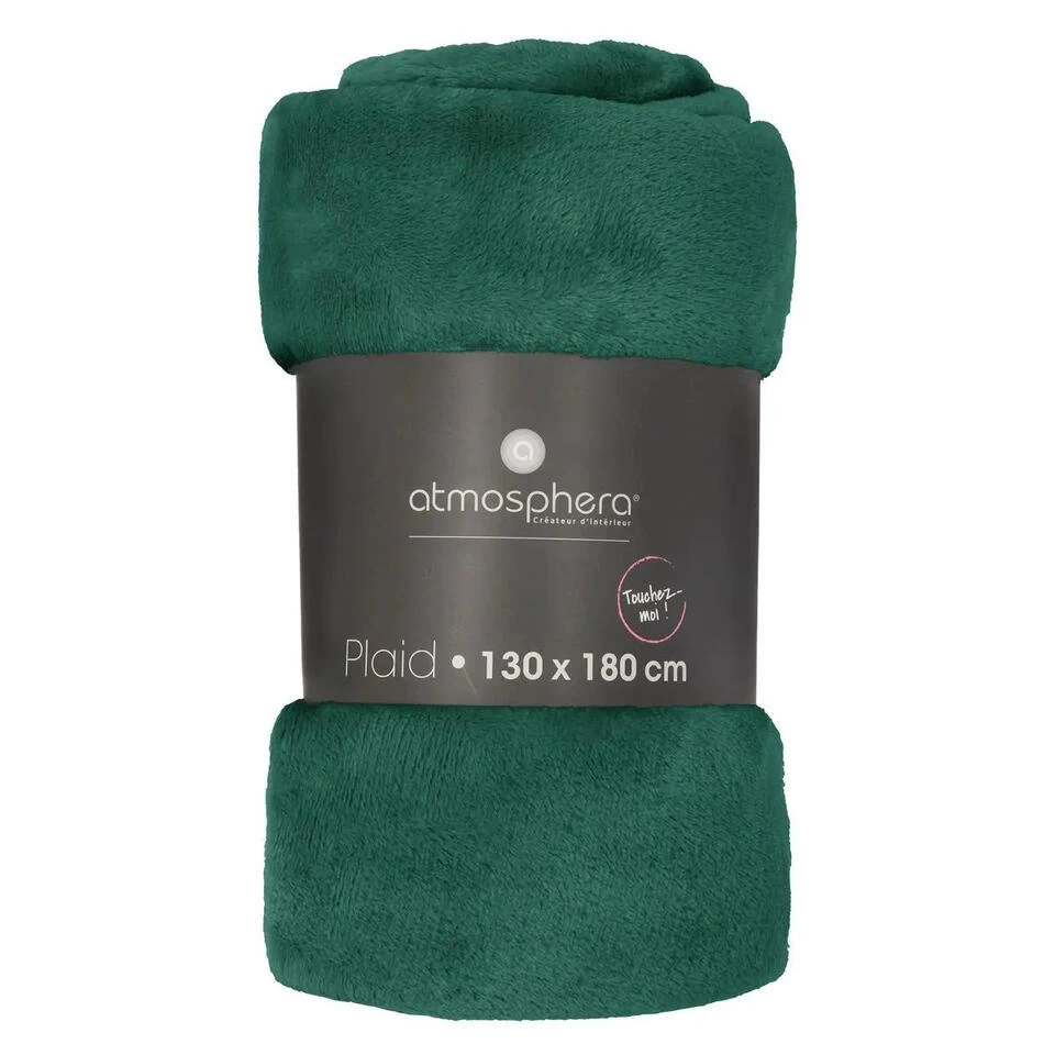 Atmosphera Plaid - Groen - Polyester - 130 X 180 Cm 3 Atmosphera Plaid - Groen - Polyester - 130 X 180 Cm - Afbeelding 3