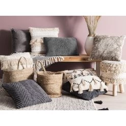 Beliani Sierkussen VELOOR - Grijs Katoen -Bedbekleding schommelt. 3009e7819c06454faa0499a516cab0ba