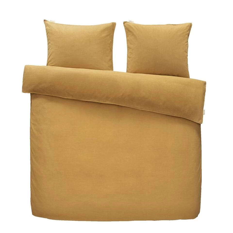 Walra Dekbedovertrek Vintage Cotton - Mosterd - 240x200/220 Cm 1 Walra Dekbedovertrek Vintage Cotton - Mosterd - 240x200/220 Cm