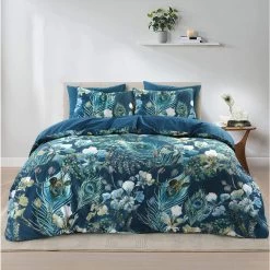 Royal Dekbedovertrek Amari Botanisch - Blauw - 240x200/220 Cm -Bedbekleding schommelt. 31105984 9050