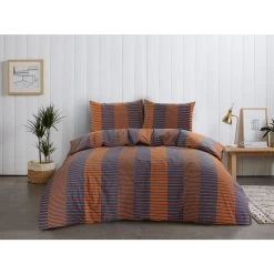Comfort Dekbedovertrek Zef Strepen - Caramel/blauw - 140x200/220 Cm 5 Comfort Dekbedovertrek Zef Strepen - Caramel/blauw - 140x200/220 Cm -Bedbekleding schommelt. 31105989 9050