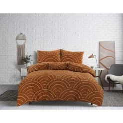 Comfort Dekbedovertrek Sendai Grafisch - Caramel - 200x200/220 Cm -Bedbekleding schommelt. 31105995 9050