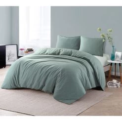 Comfort Dekbedovertrek Jorrit Effen - Groen - 140x200/220 Cm 5 Comfort Dekbedovertrek Jorrit Effen - Groen - 140x200/220 Cm -Bedbekleding schommelt. 31106082 9050