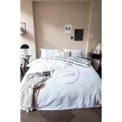 Dindi Home Dekbedovertrek Tender Tattoo Grafisch - Wit - 200x200/220 Cm -Bedbekleding schommelt. 31106095 9050