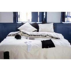 Dindi Home Dekbedovertrek Fleeky Fringes Effen - Wit - 200x200/220 Cm -Bedbekleding schommelt. 31106101 9050