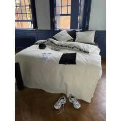 Dindi Home Dekbedovertrek Fleeky Fringes Effen - Wit - 200x200/220 Cm -Bedbekleding schommelt. 31106101 9051