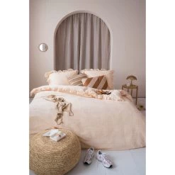 Dindi Home Dekbedovertrek Sleepover Party Ruiten - Roze - 200x200/220 Cm -Bedbekleding schommelt. 31106105 9050