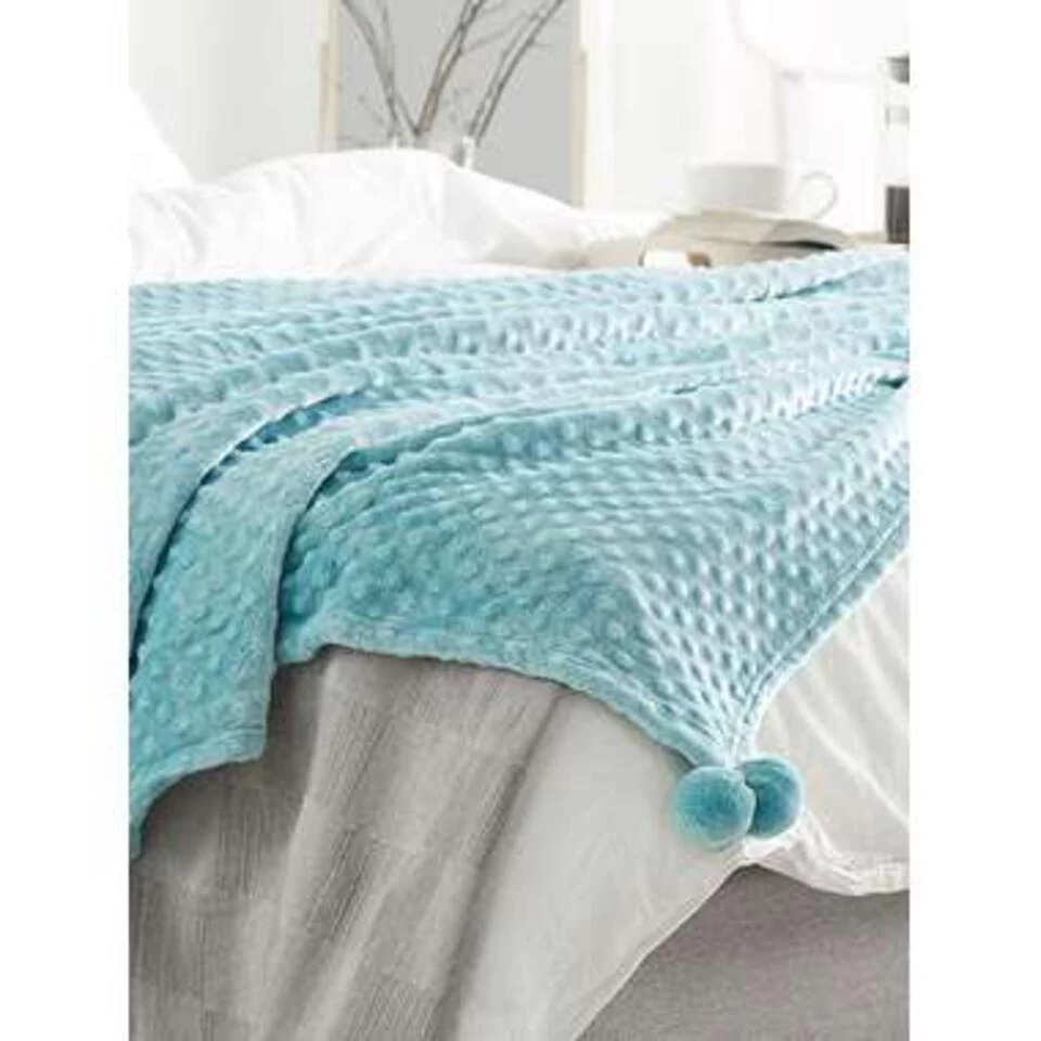 Beliani Plaid SAMUR - Blauw Polyester 4 Beliani Plaid SAMUR - Blauw Polyester - Afbeelding 4