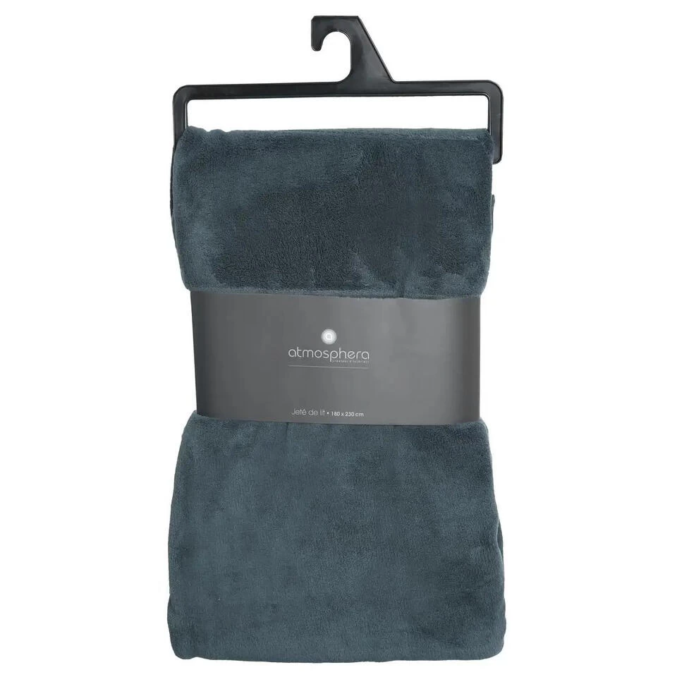 Atmosphera Plaid - Blauwgrijs - Polyester - 180 X 230 Cm 3 Atmosphera Plaid - Blauwgrijs - Polyester - 180 X 230 Cm - Afbeelding 3