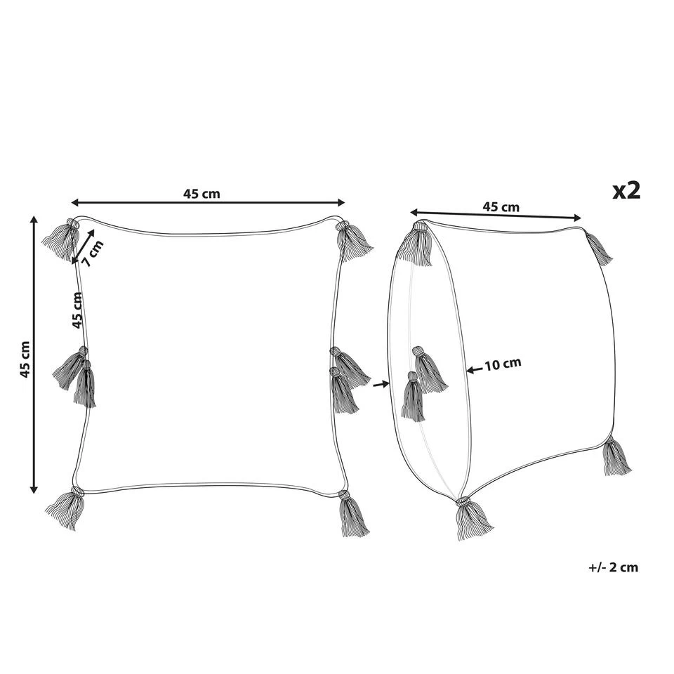 Beliani Sierkussen AVIUM - Blauw Katoen 3 Beliani Sierkussen AVIUM - Blauw Katoen - Afbeelding 3