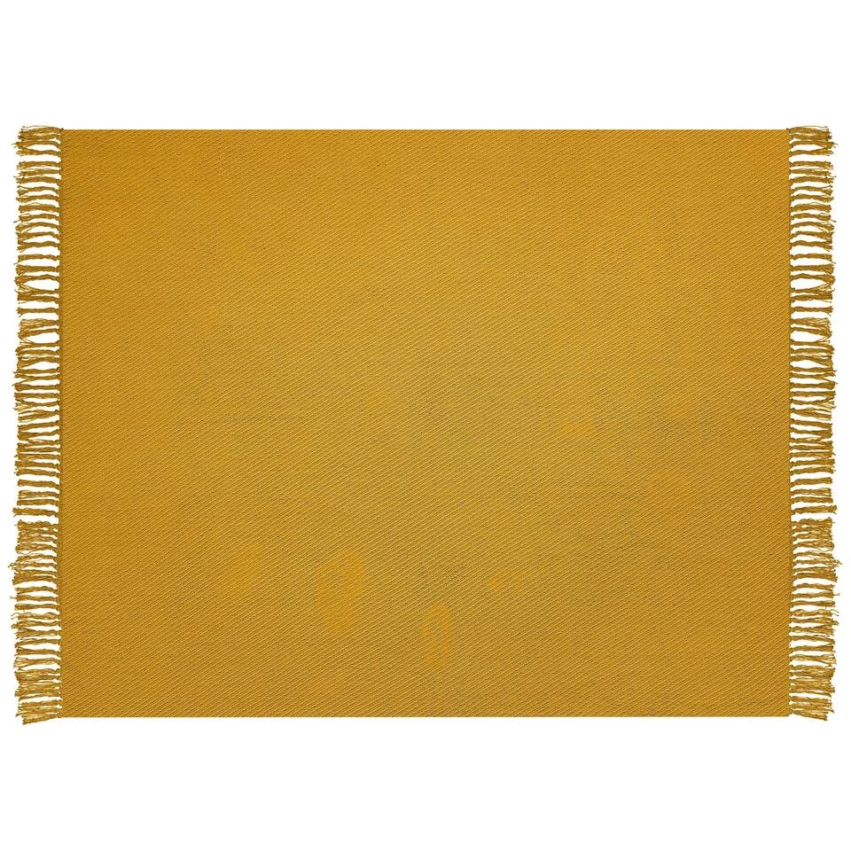 Beliani Plaid YARSA - Geel Katoen 4 Beliani Plaid YARSA - Geel Katoen - Afbeelding 4