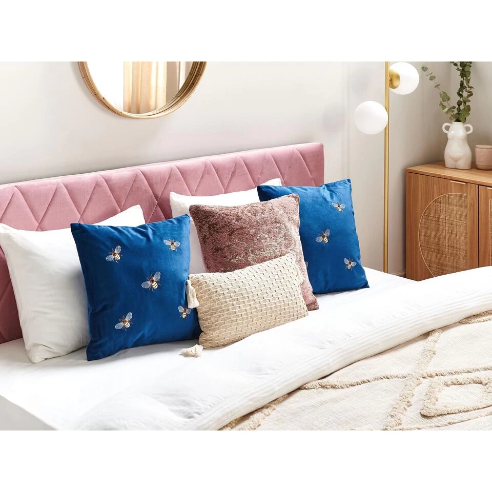 Beliani Sierkussen TALINUM - Blauw Fluweel 2 Beliani Sierkussen TALINUM - Blauw Fluweel - Afbeelding 2