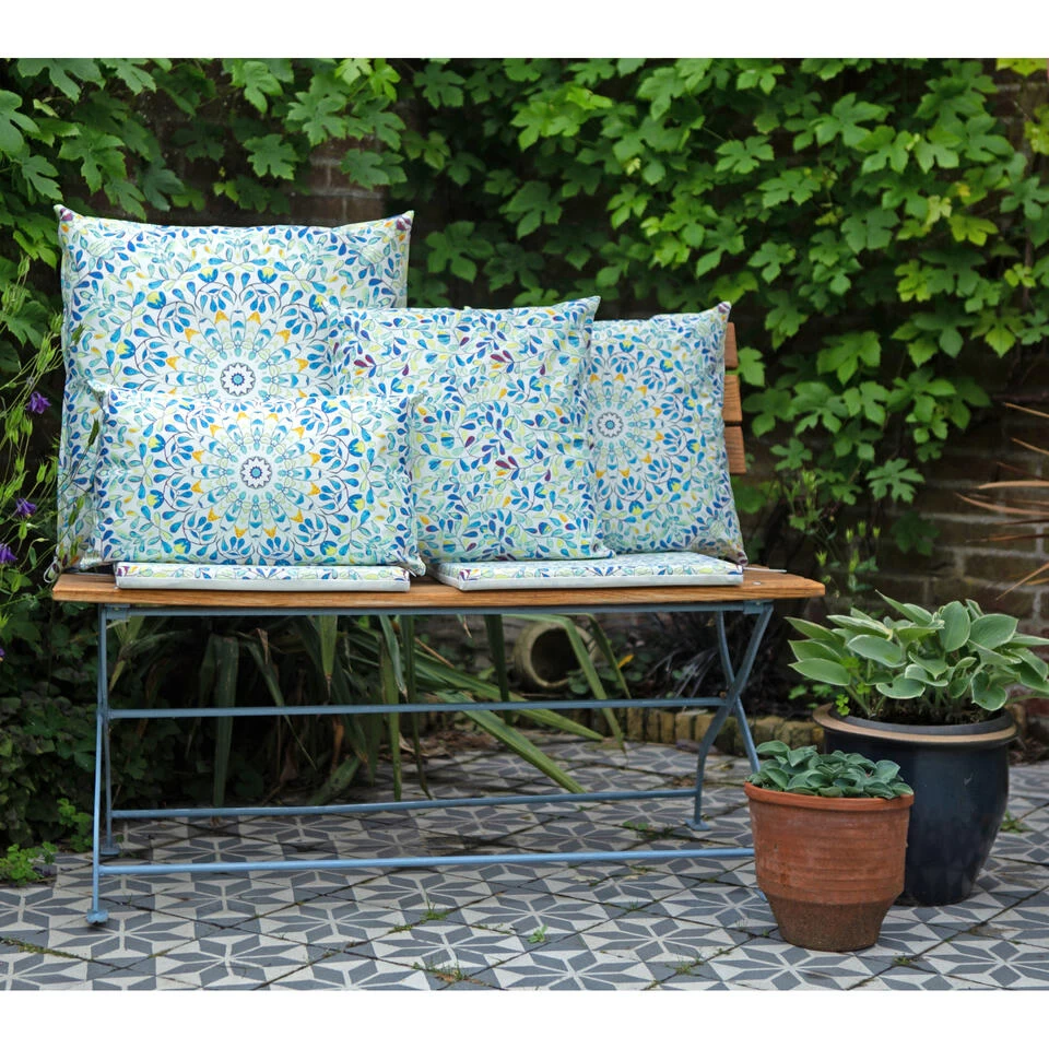 Anna's Collection Buitenkussen Mandala - Blauw - 30 X 50 Cm 2 Anna's Collection Buitenkussen Mandala - Blauw - 30 X 50 Cm - Afbeelding 2