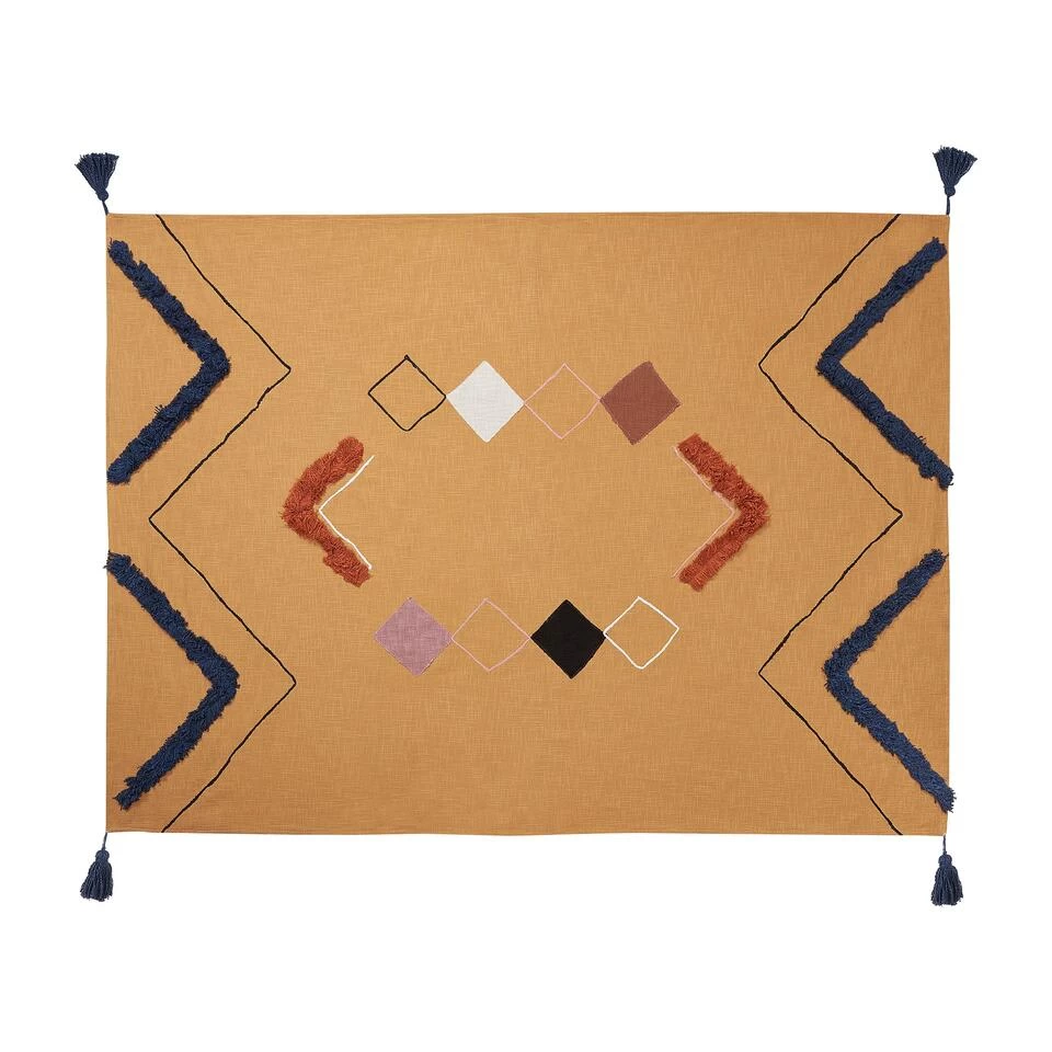 Beliani Plaid SHIMLA - Oranje Katoen 4 Beliani Plaid SHIMLA - Oranje Katoen - Afbeelding 4