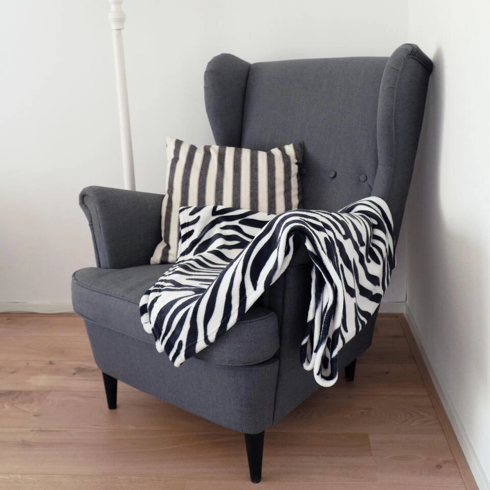 Bellatio Design Plaid - Fleece Deken - Zebra Dieren Print - 120 X 160 Cm 2 Bellatio Design Plaid - Fleece Deken - Zebra Dieren Print - 120 X 160 Cm - Afbeelding 2