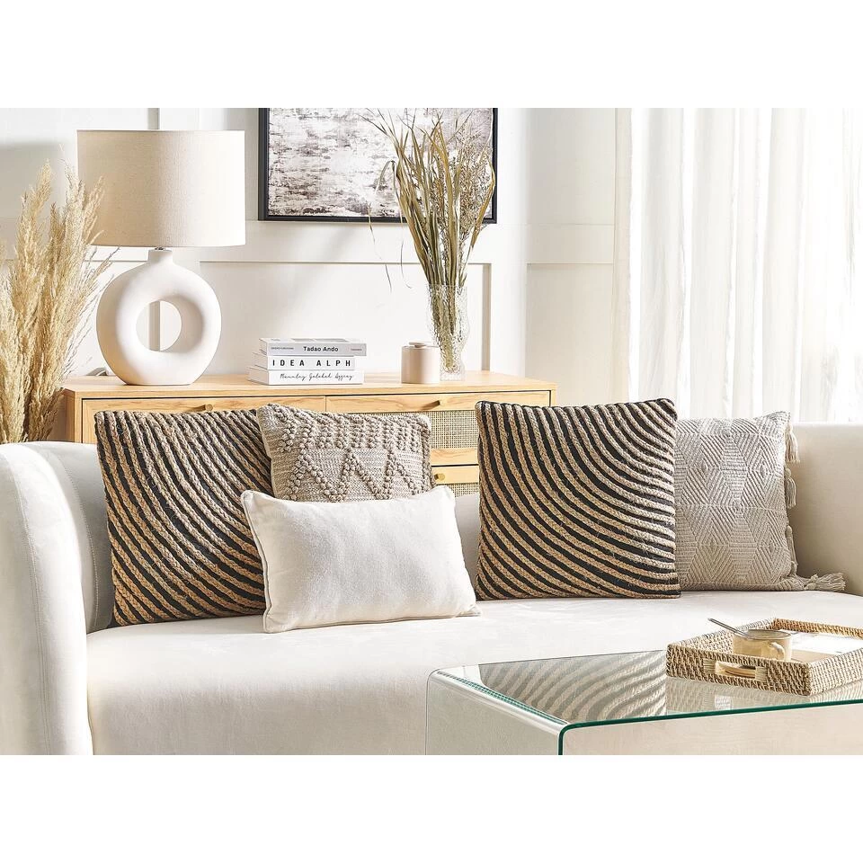 Beliani Sierkussen BERGENIA - Natuurlijk Jute, Katoen 2 Beliani Sierkussen BERGENIA - Natuurlijk Jute, Katoen - Afbeelding 2