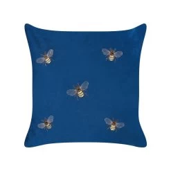 Beliani Sierkussen TALINUM - Blauw Fluweel 7 Beliani Sierkussen TALINUM - Blauw Fluweel -Bedbekleding schommelt. fac477ade8a24b2082385a44e94667da