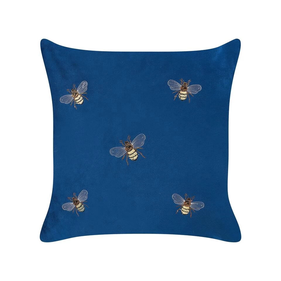 Beliani Sierkussen TALINUM - Blauw Fluweel 4 Beliani Sierkussen TALINUM - Blauw Fluweel - Afbeelding 4