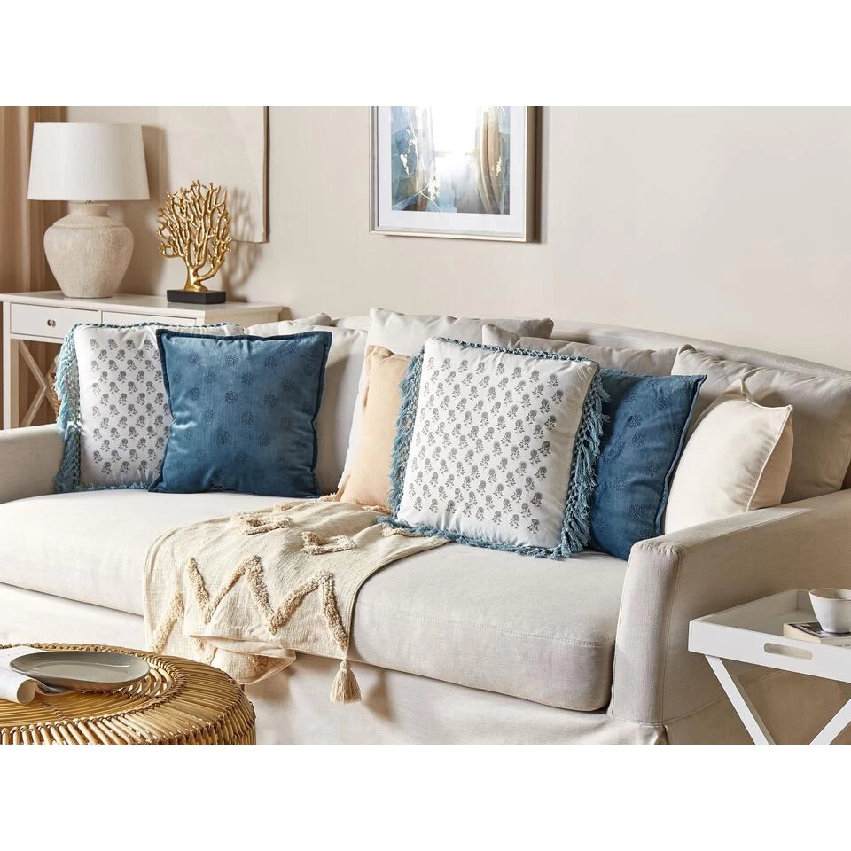 Beliani Sierkussen PALLIDA - Wit Katoen 2 Beliani Sierkussen PALLIDA - Wit Katoen - Afbeelding 2